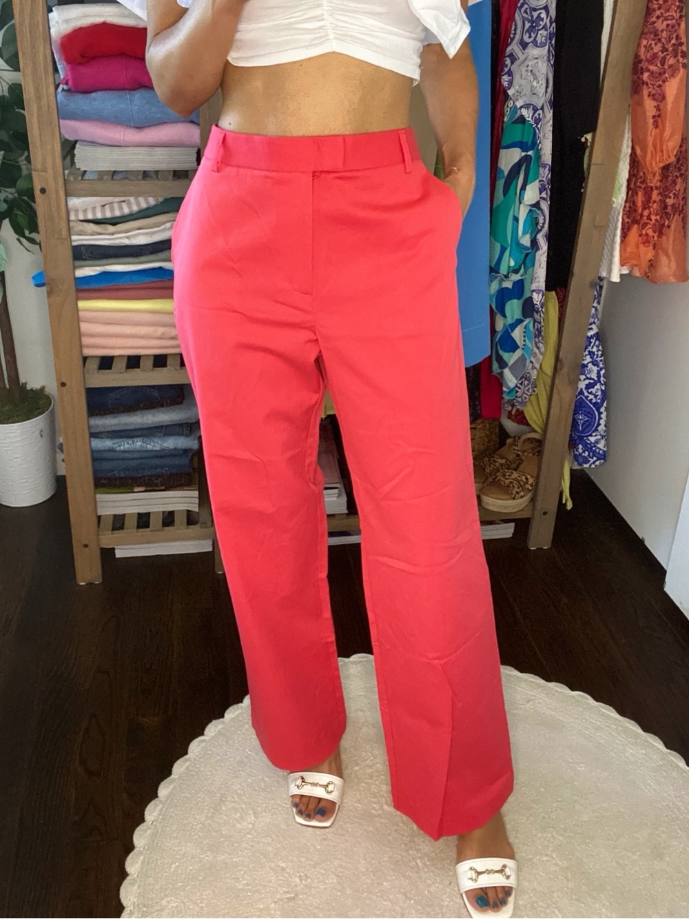 J.McLaughlin Brock Women’s Wide-Leg Pants in Vibrant Coral! 🦞